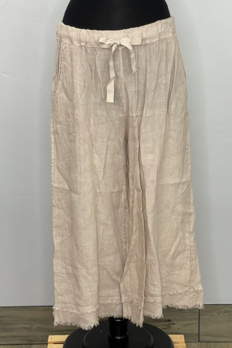 Fringe Linen Pant with Pockets