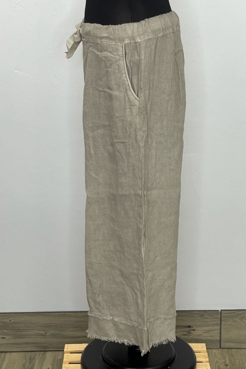 Fringe Linen Pant with Pockets