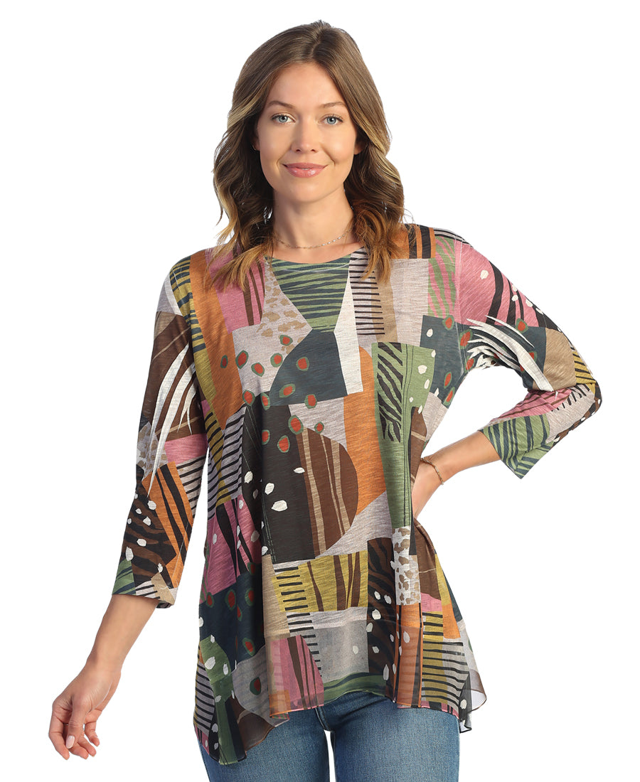 Doodles Chiffon Contrast Tunic Top