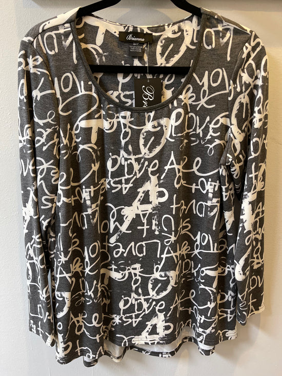 Load image into Gallery viewer, Charcoal Printed Long Sleeve Top
