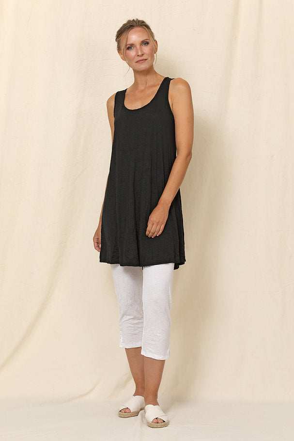 Long Crinkle Tank - Black