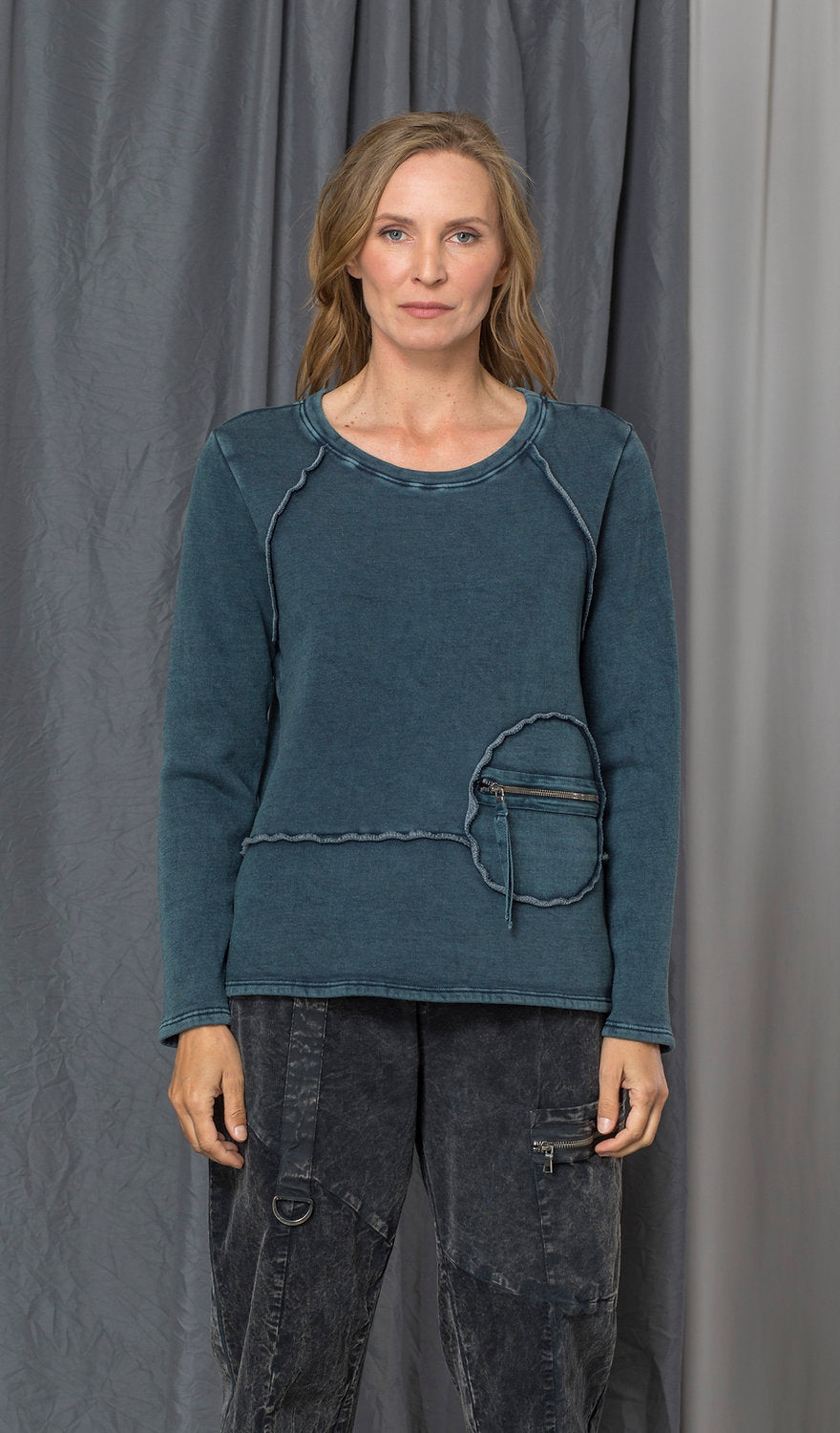Blake Long Sleeve Fleece Top - Seagrass