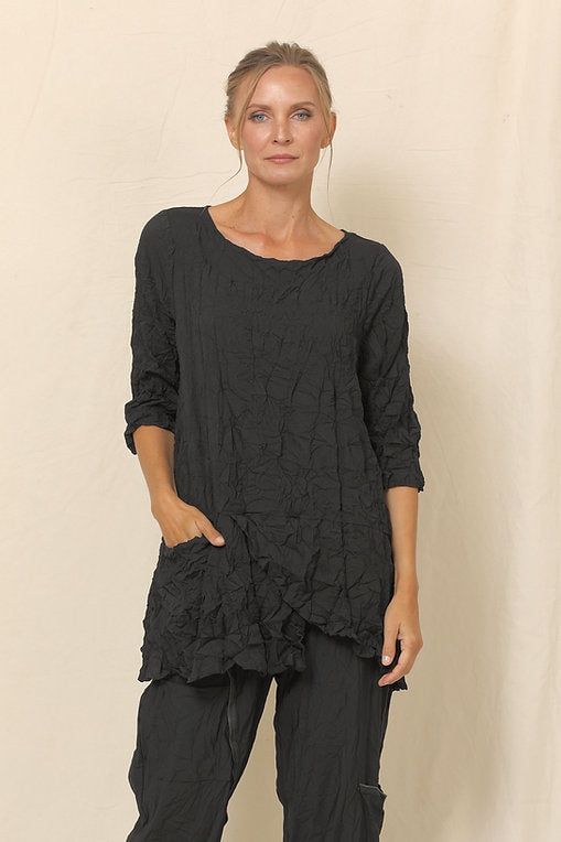 Veronica Crinkle Top - Black