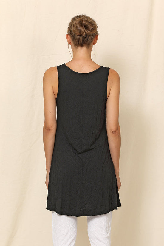 Long Crinkle Tank - Black