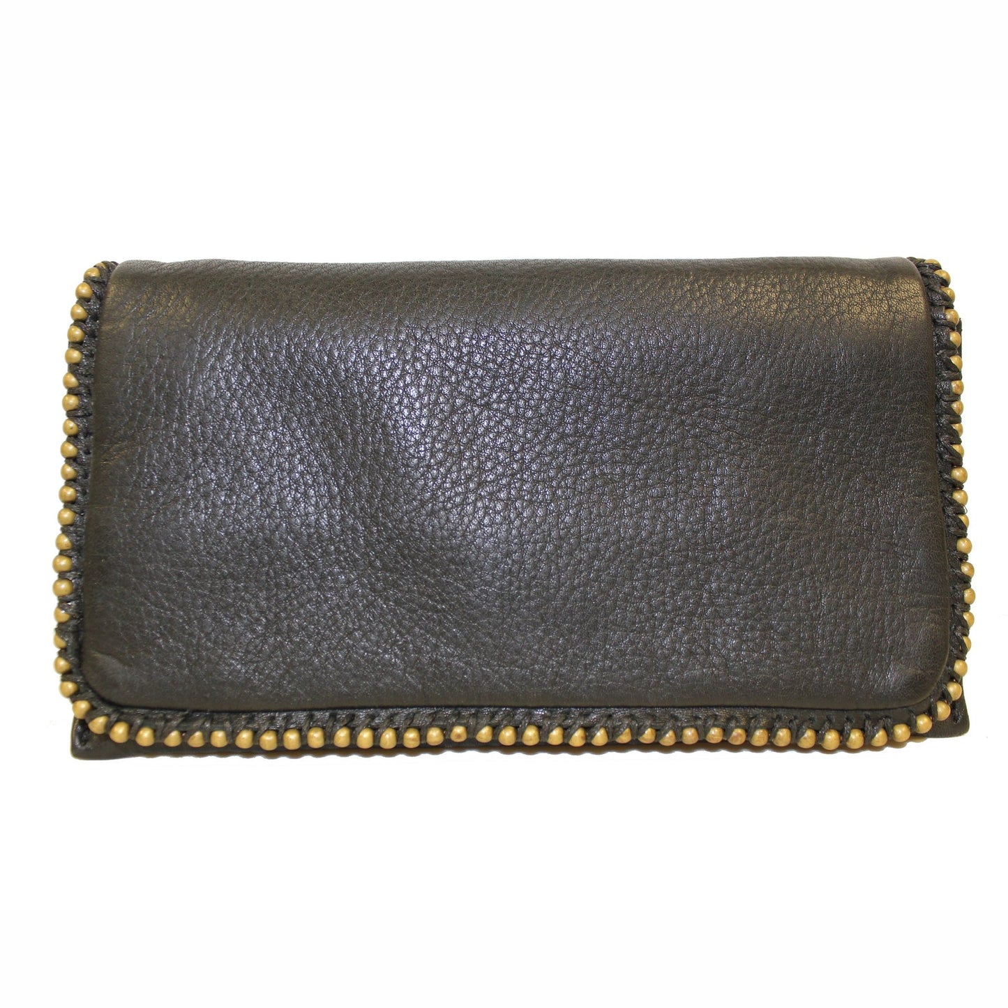 Naomi Leather Flapover Wallet with Decorative Edging