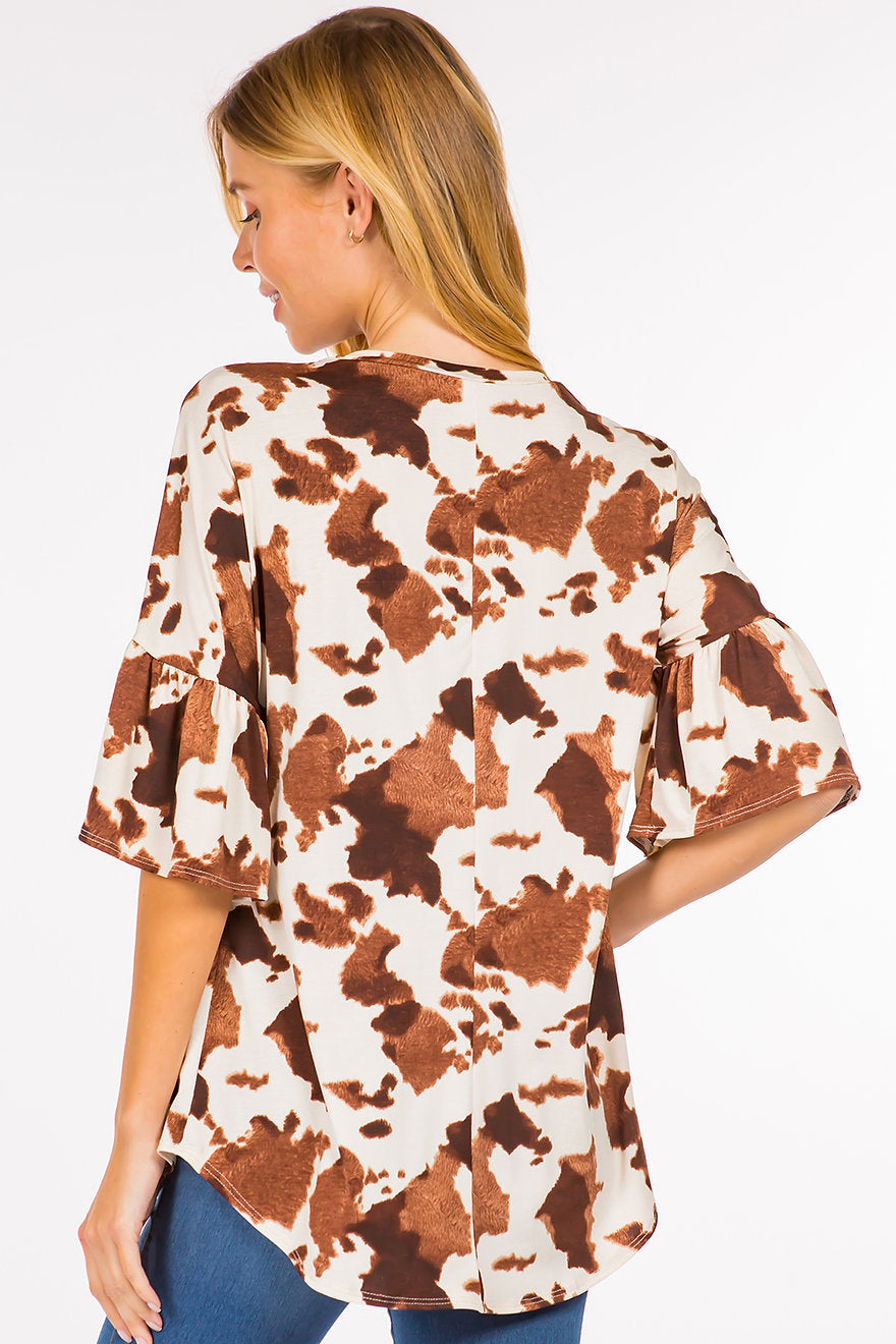 Load image into Gallery viewer, Chocolate Brown Animal Print Top
