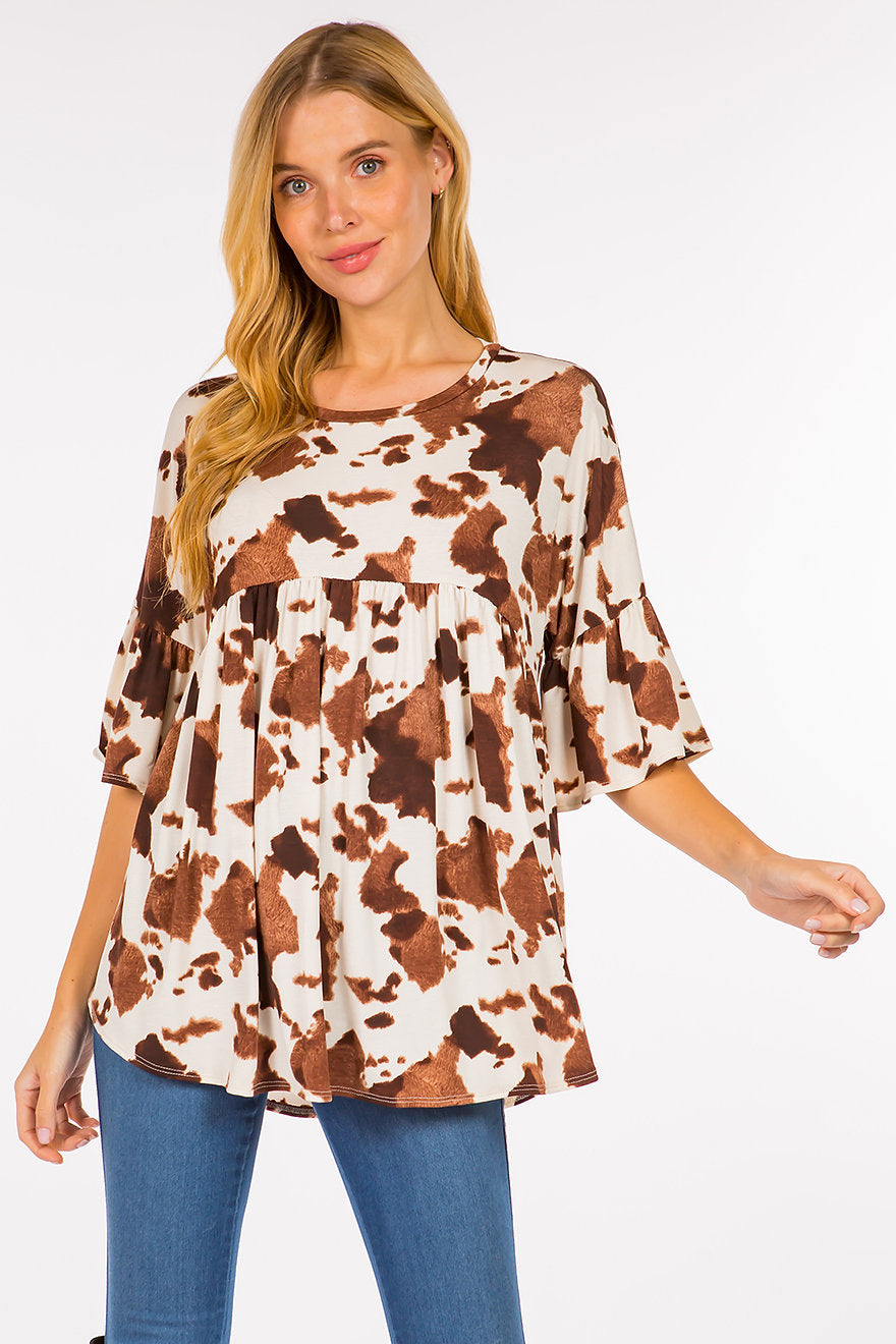 Chocolate Brown Animal Print Top