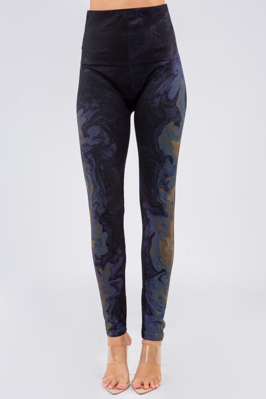 Load image into Gallery viewer, B4292ER High Waist Watercolor Sublimation Full Length Leggings - Pewter
