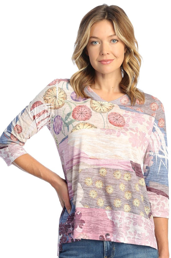 Scrapbook Burnout Hi-Low Tunic Top with Side Slits