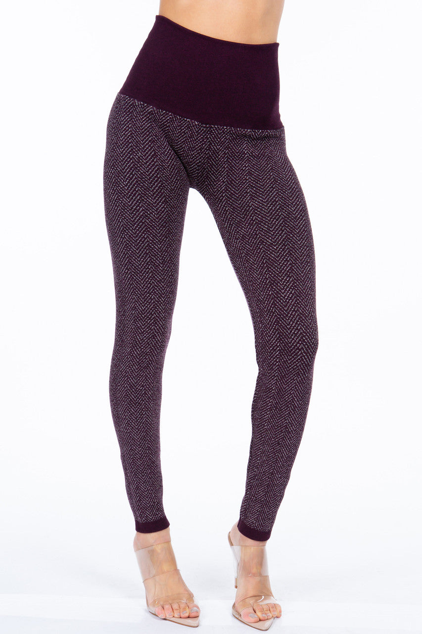 B4136 High Waist Fig Herringbone Jacquard Sweater Legging – Twist Boutique