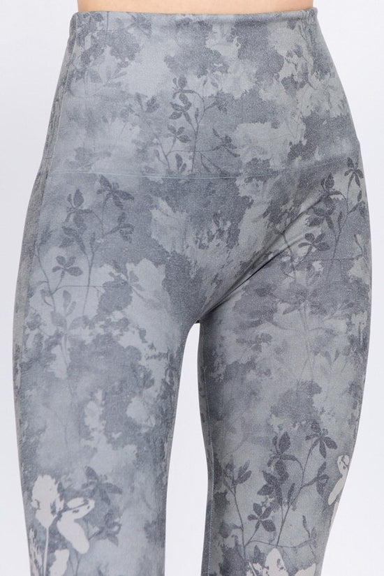 B4291H Capri/Short High Waist Leggings with Pressed Flowers Sublimation Print