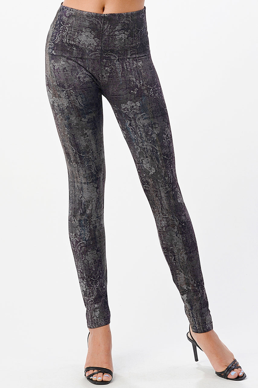 Load image into Gallery viewer, B4292CN High Waist Leggings with Rothchild Damask Print
