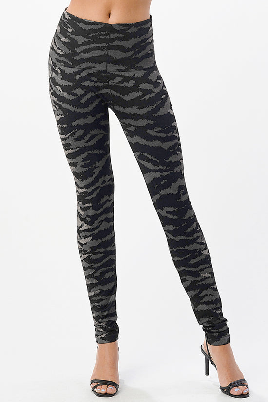 B4292CU High Waist Full Length Legging With Zebra Print