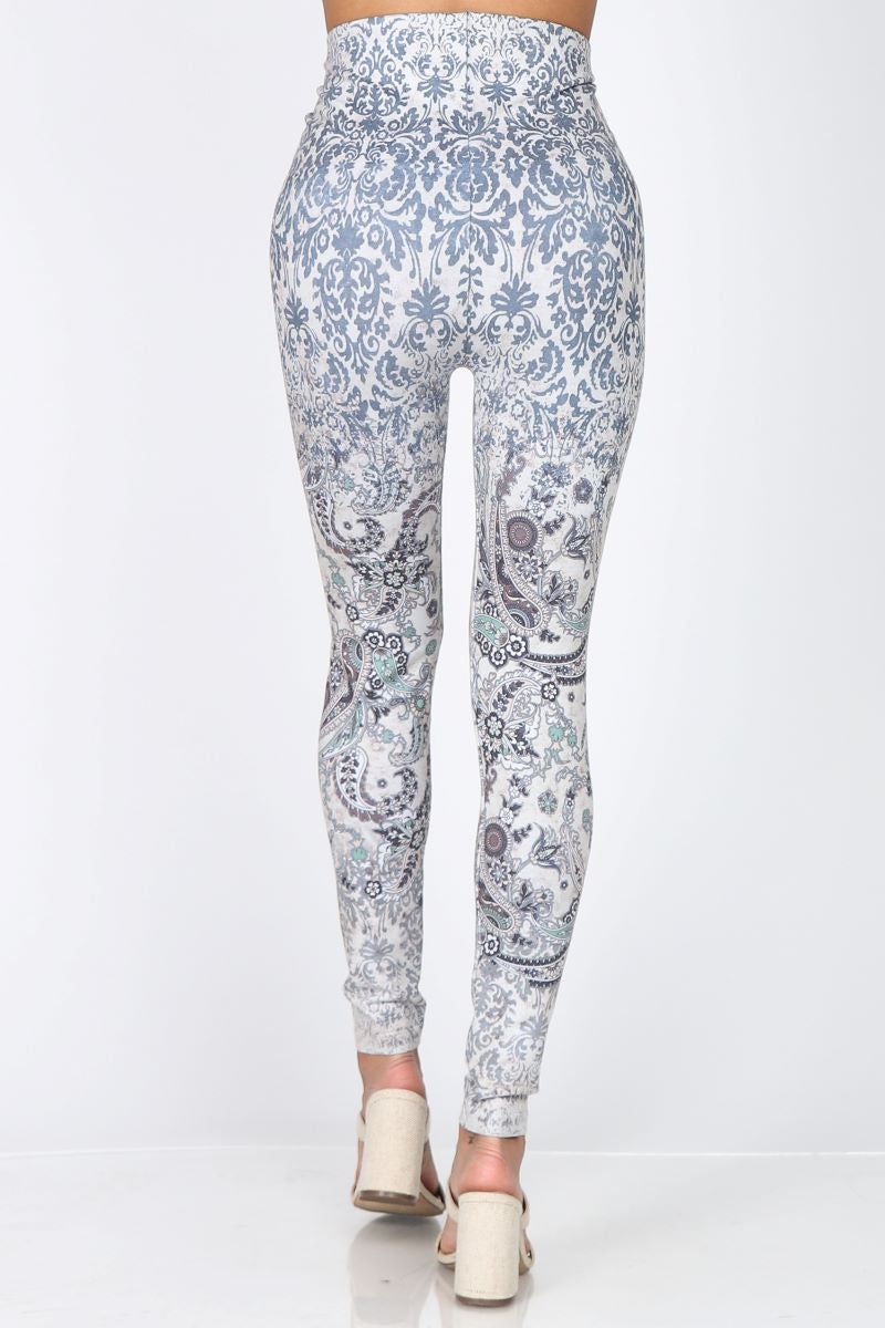 Load image into Gallery viewer, B4222XLDA Extended High Waist Full Length Legging Ombre Damask Paisley
