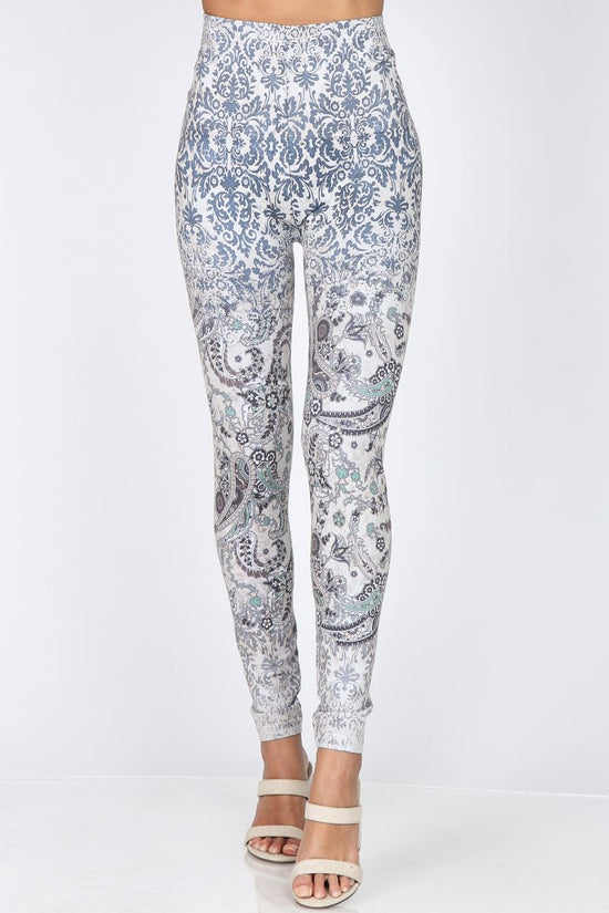 Load image into Gallery viewer, B4222XLDA Extended High Waist Full Length Legging Ombre Damask Paisley
