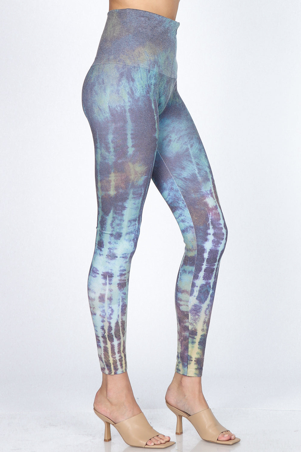 B4223XLDS Capri/Short High Waist Psychedelic Tie-dye Print