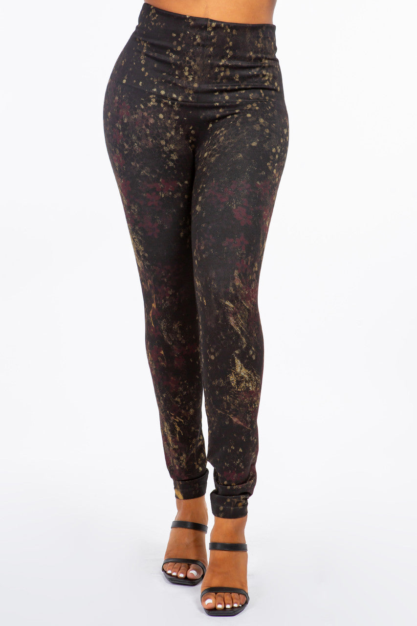Load image into Gallery viewer, B4292FC High Waist Sublimation Full Length Burgundy Print Legging
