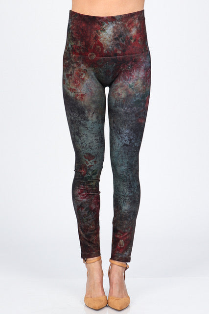 Extended Size High Waist Leggings with Virginia Print