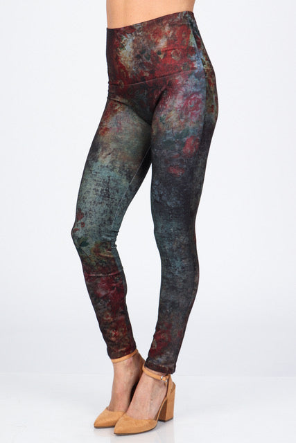 Extended Size High Waist Leggings with Virginia Print