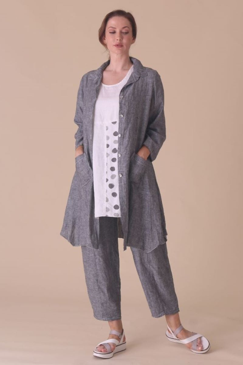 C44903SLVR Long Button Down Shirt - Silver