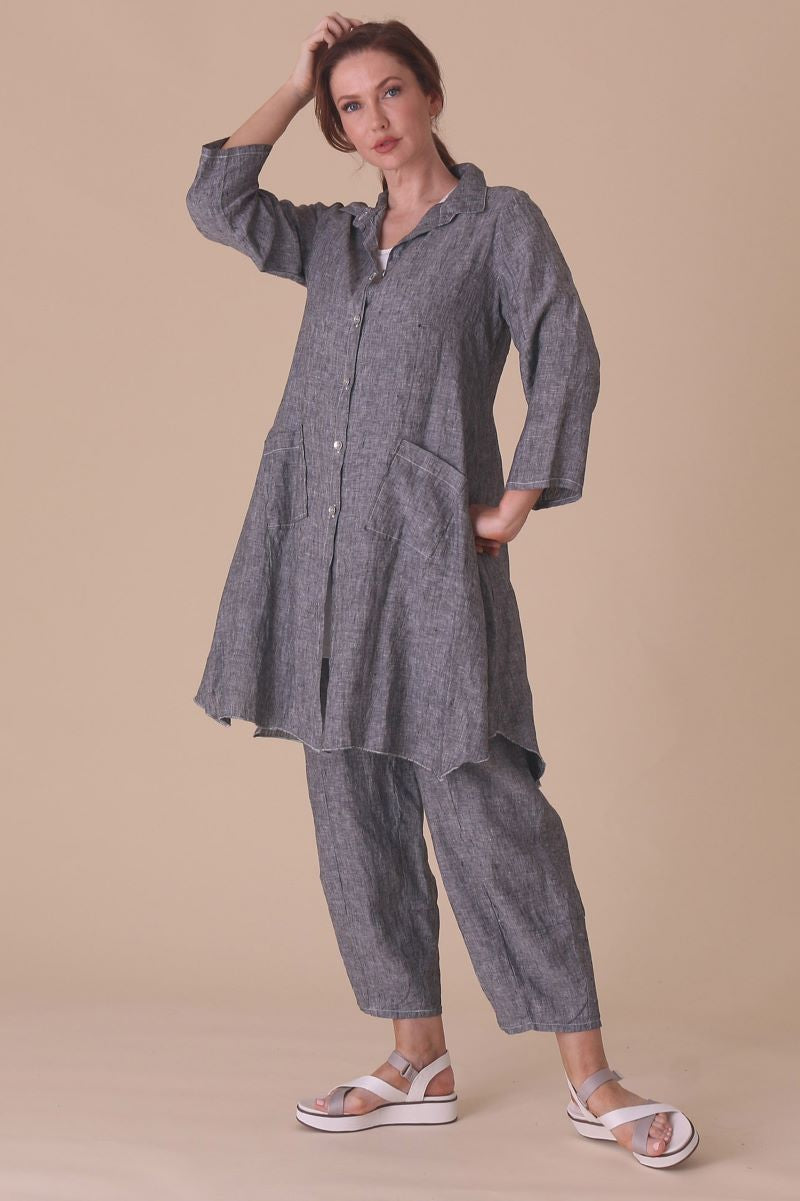 C44903SLVR Long Button Down Shirt - Silver