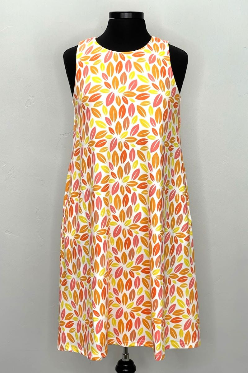 Orange and Yellow Petals Sleeveless Dress