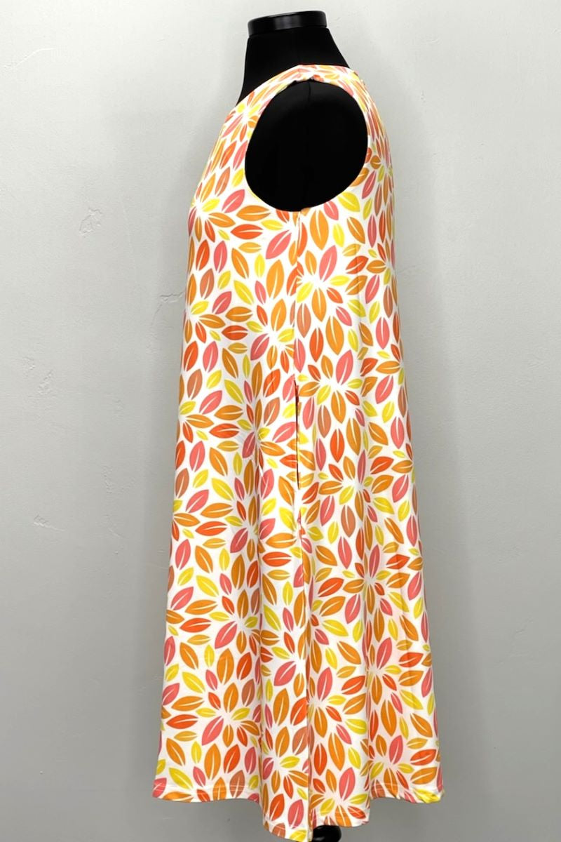 Orange and Yellow Petals Sleeveless Dress