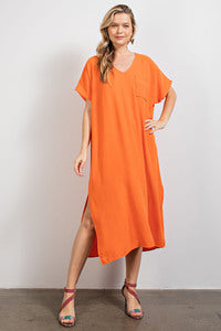 Air Flow Orange Short Sleeve Dress