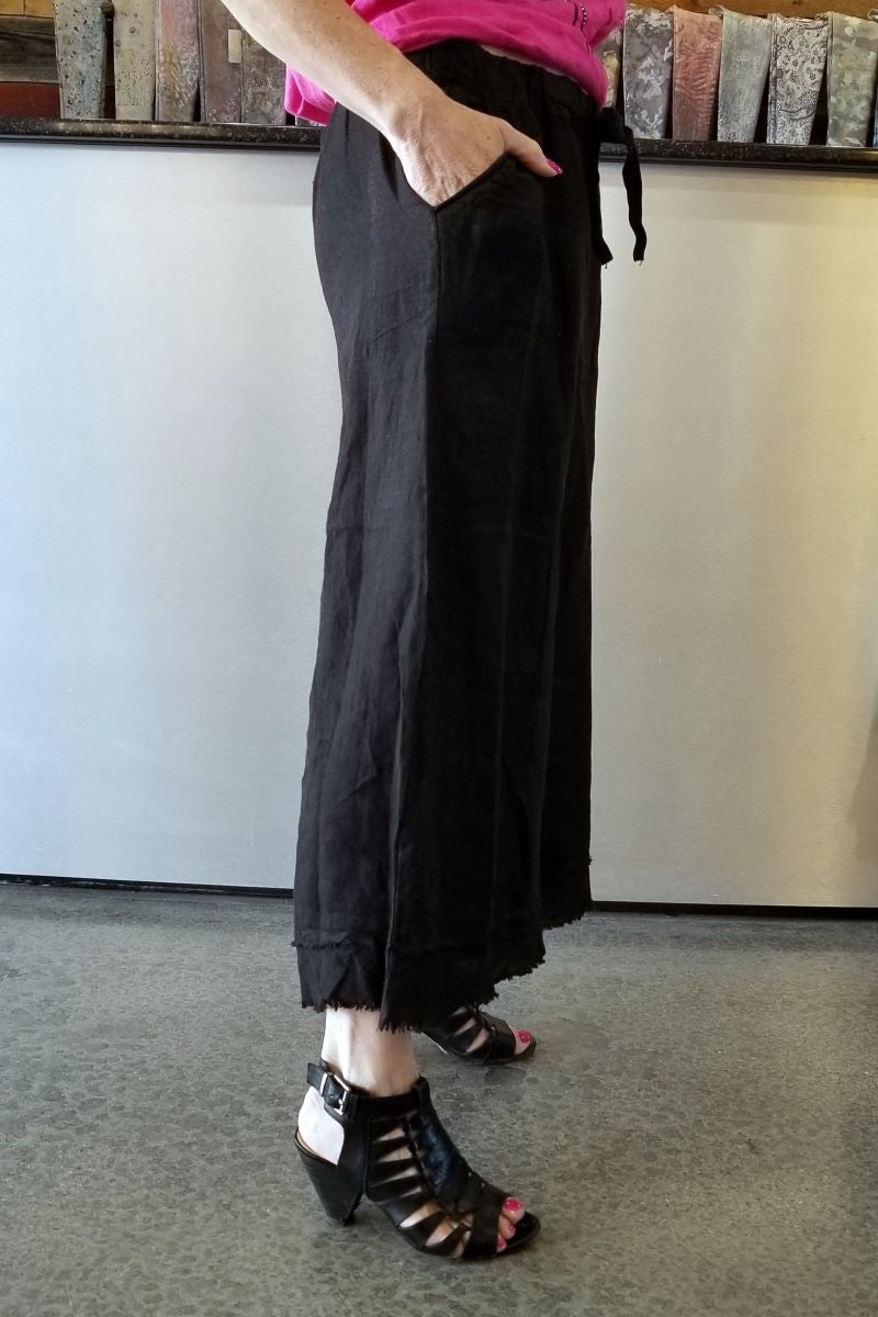 Fringe Linen Pant with Pockets