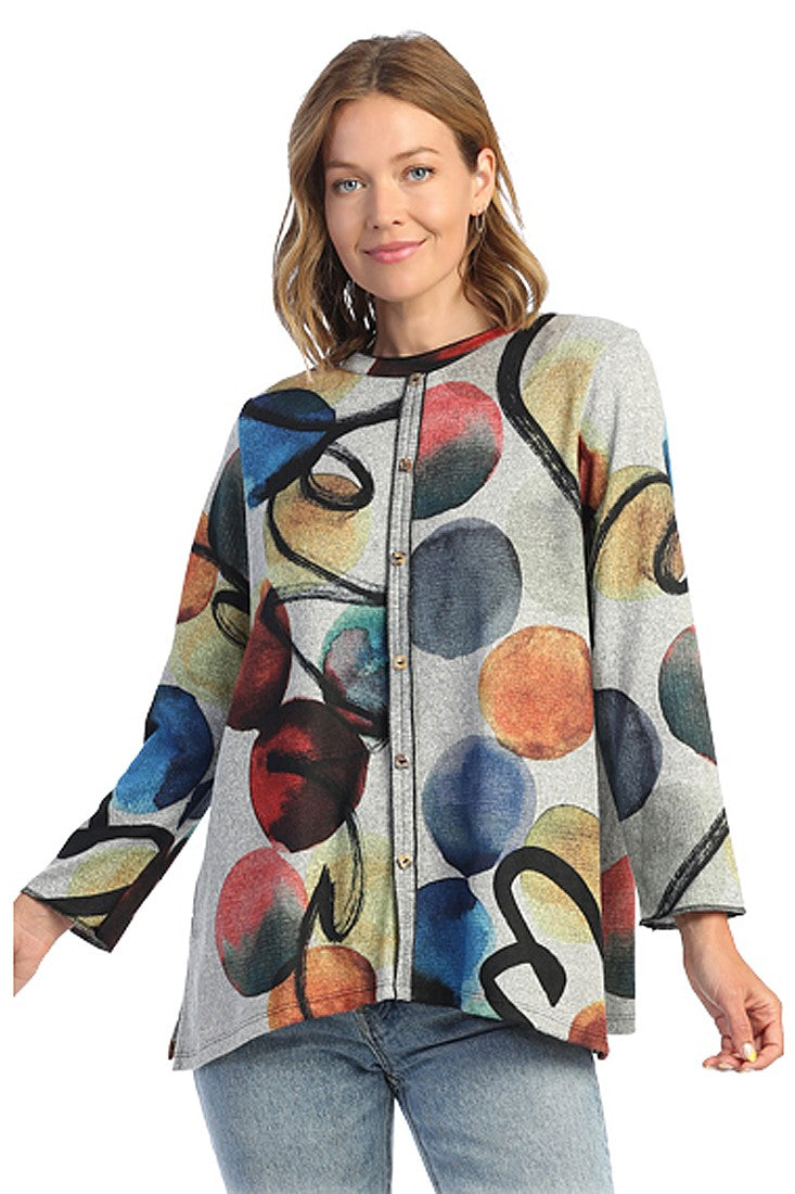 Load image into Gallery viewer, Confetti French-Brushed Tunic Top With Button Accents (Medium Weight)
