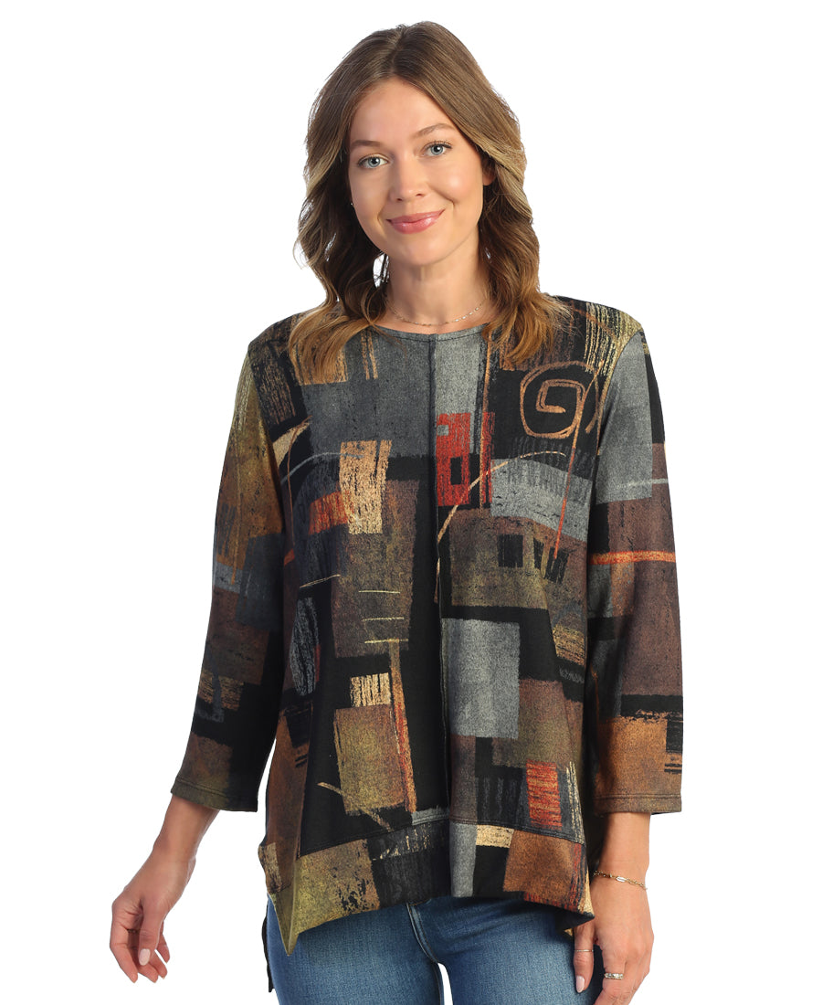 Contigo French Brushed Knit Side-Slit Top With Front Seam (Medium Weight)
