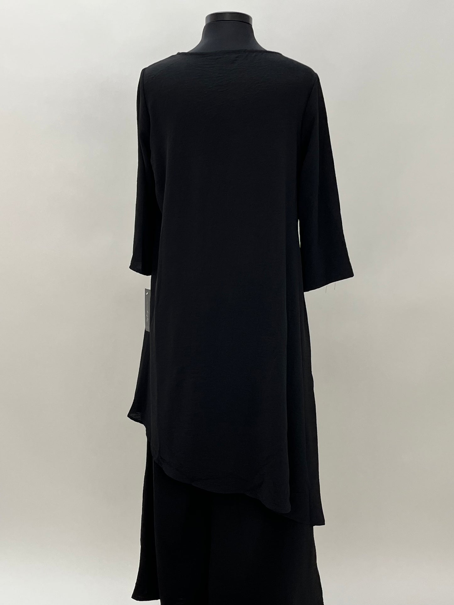 Elegant Burnout Tunic Dress - Black