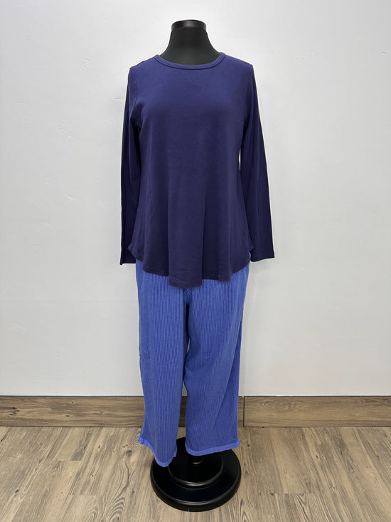 Relaxed Navy Long Sleeve Round Neck Top