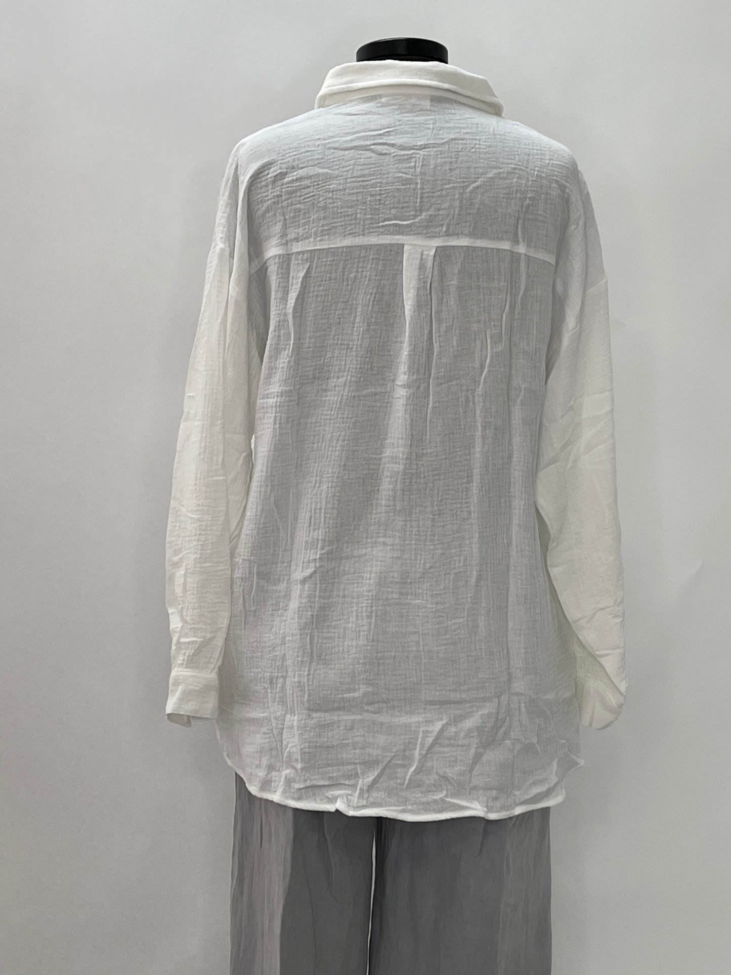 White Button Up Cotton Gauze Top