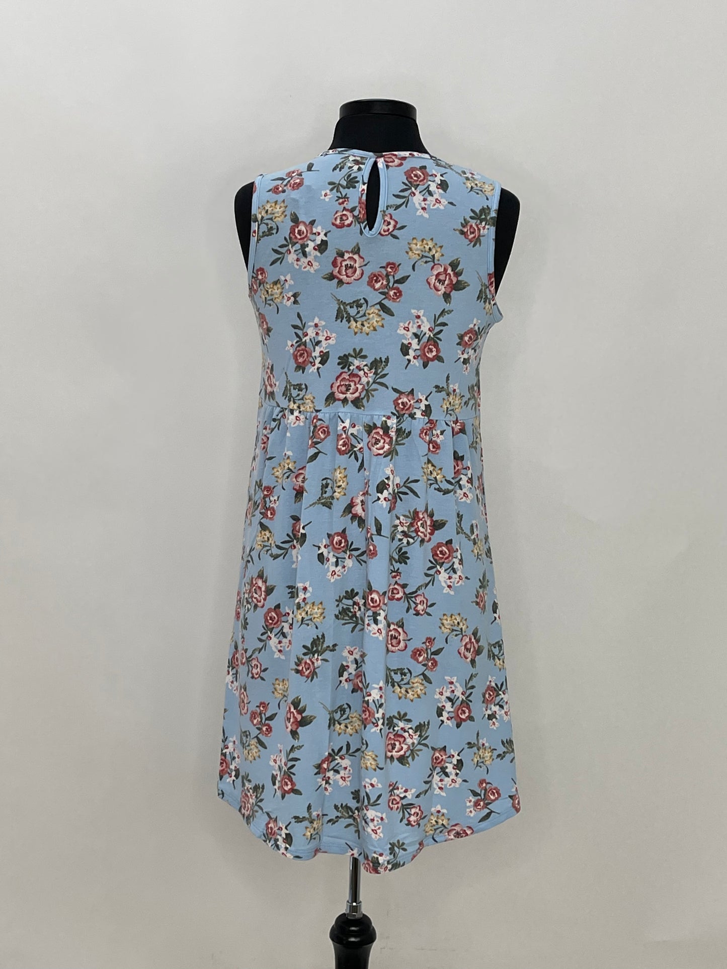 Floral Stretch Pleated Dress - Blue