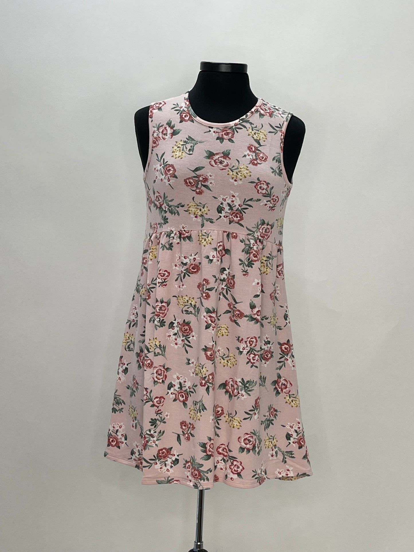 Floral Stretch Pleated Dress - Pink