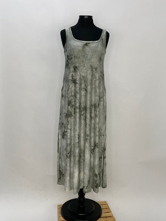 Load image into Gallery viewer, Rayon Jersey Tie Dye Maxi Dress Olive
