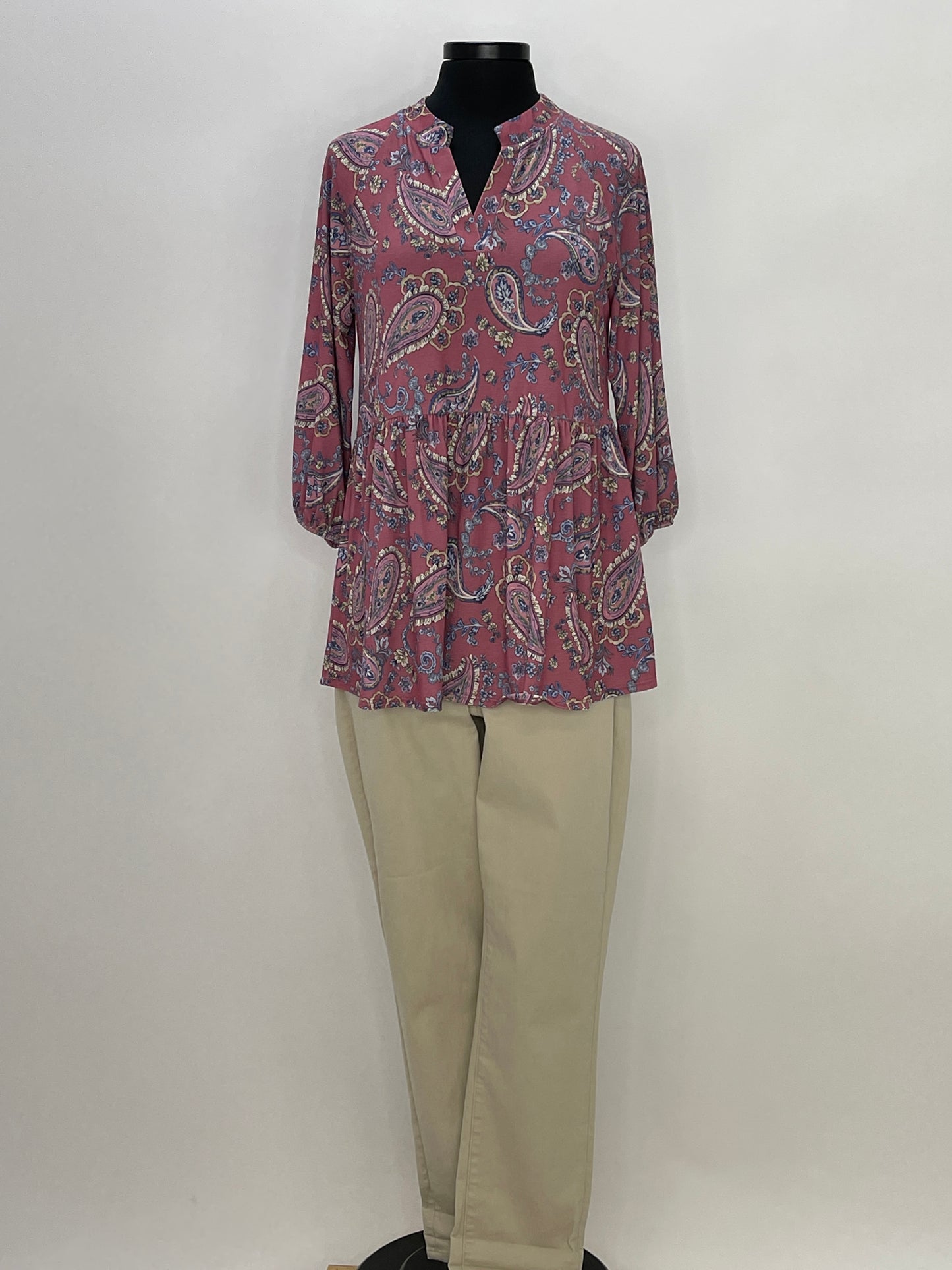 New Gabby Paisley Top with Bubble Sleeve
