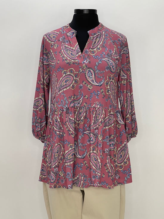 New Gabby Paisley Top with Bubble Sleeve