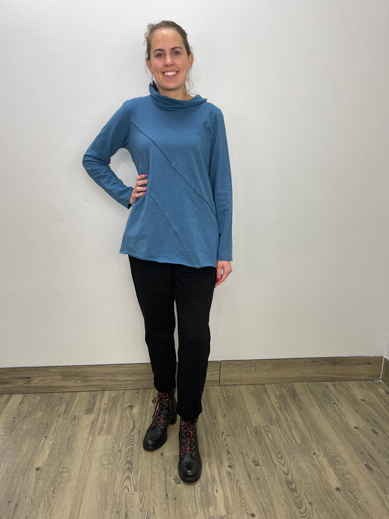 Teal Patch Tunic with Raw Edge