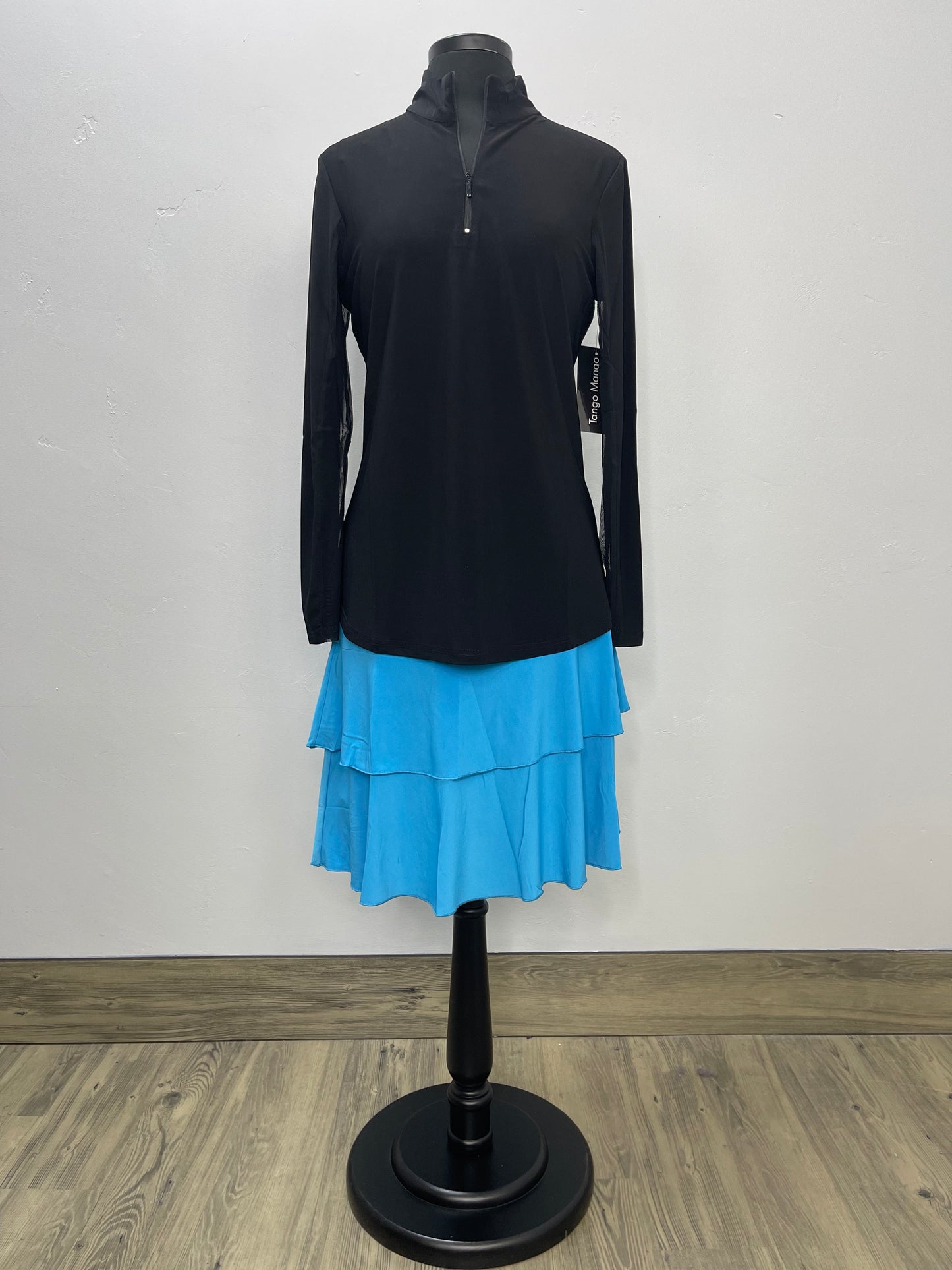 Black Long Sleeve Top with Zippered Collar