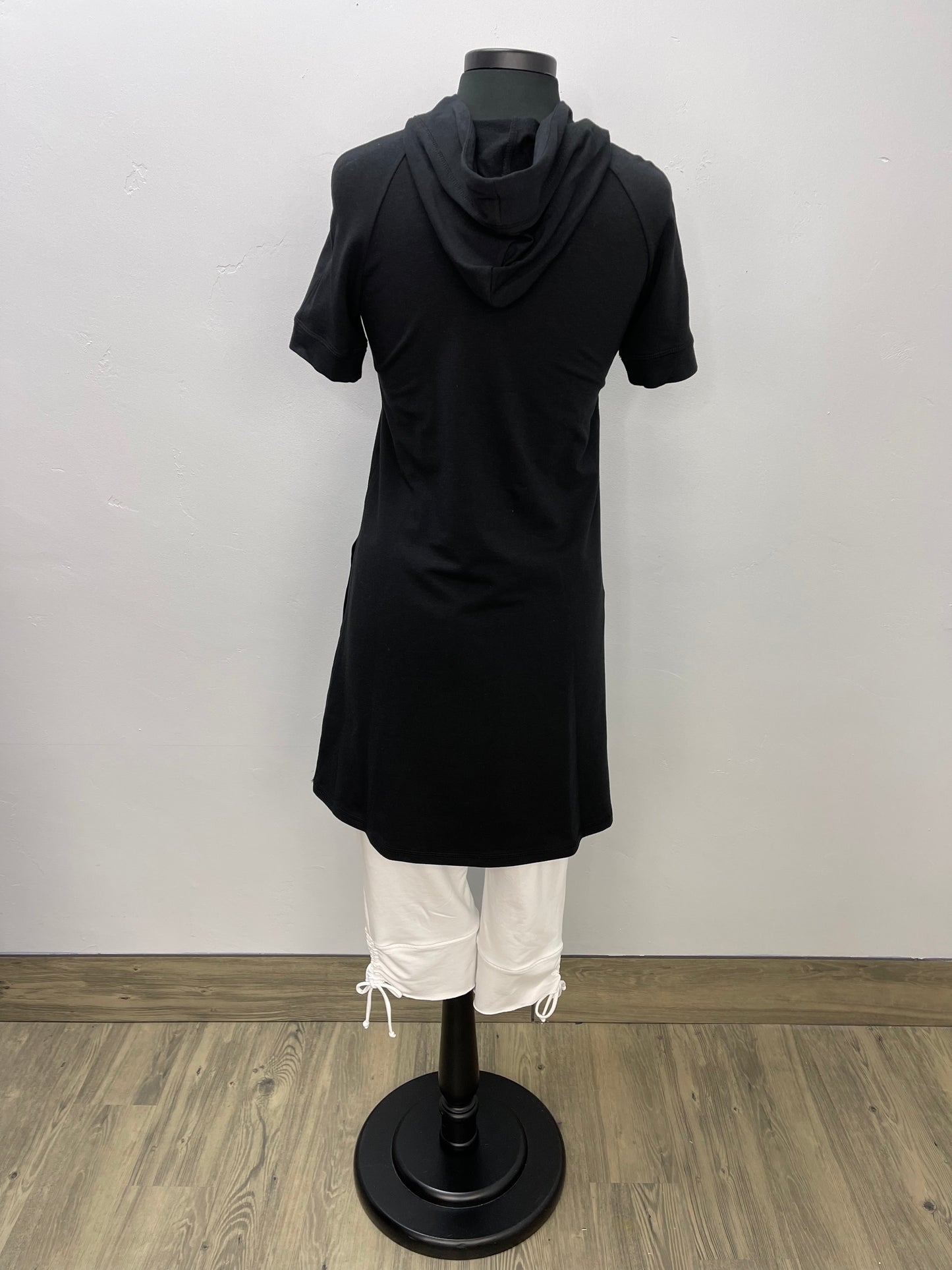 Black Two Pocket Bamboo Dress with Hood