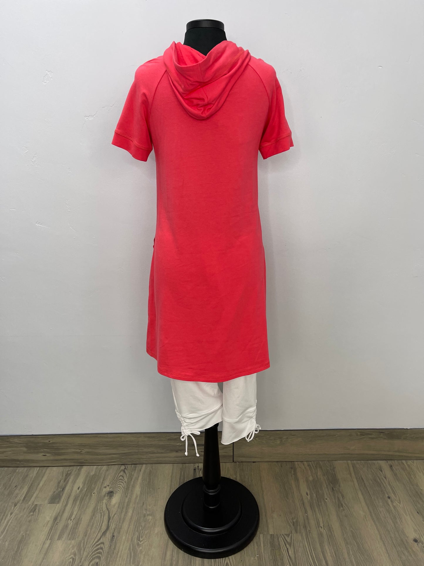Coral Two Pocket Bamboo Dress with Hood