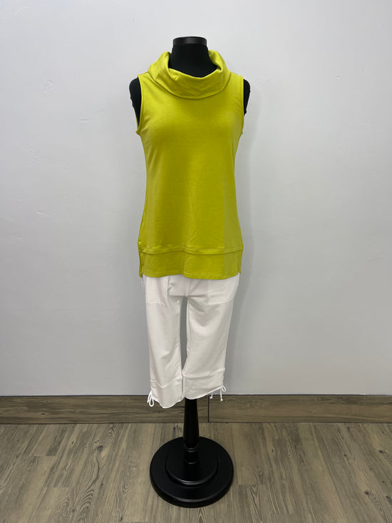 Lime Sleeveless Cowl Neck French Terry Top