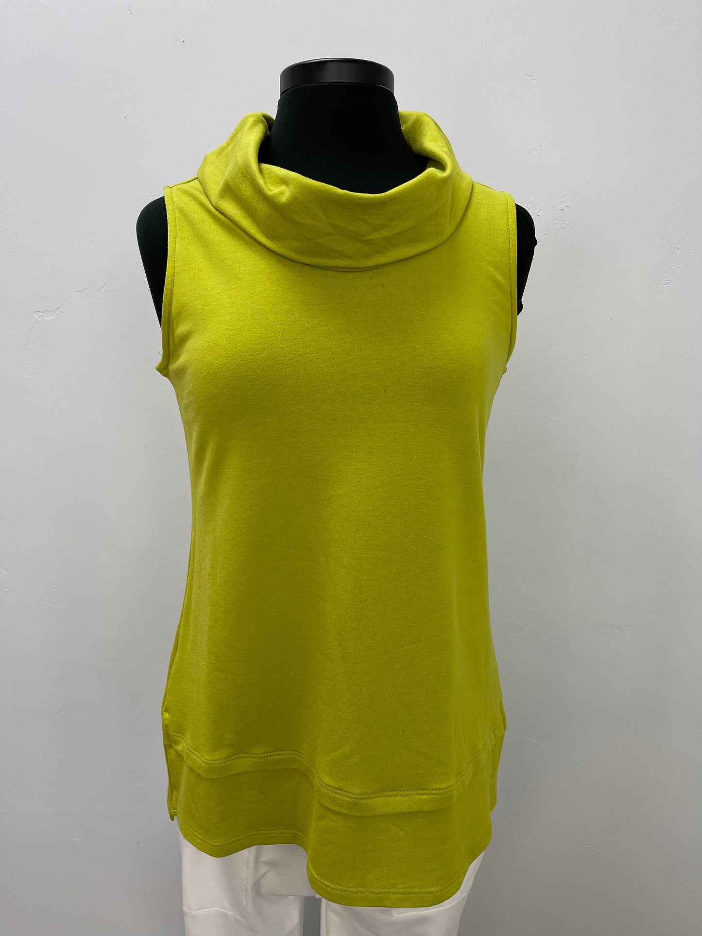 Lime Sleeveless Cowl Neck French Terry Top