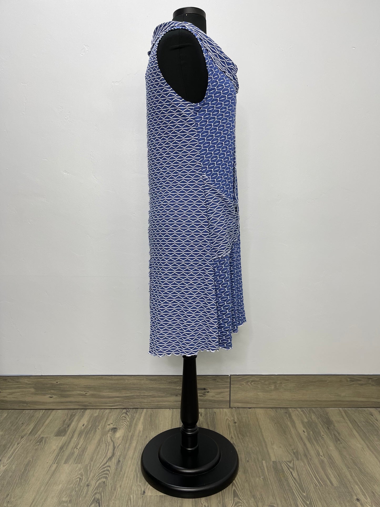 Load image into Gallery viewer, Honeycomb Sleeveless Cowl Neck Dress Denim

