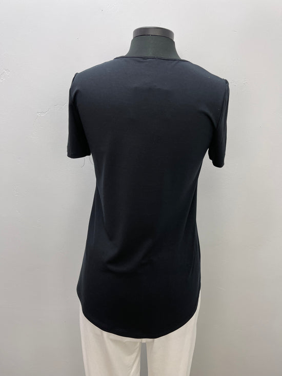 Load image into Gallery viewer, Black Short Sleeve Scoop Neck Bamboo Tunic
