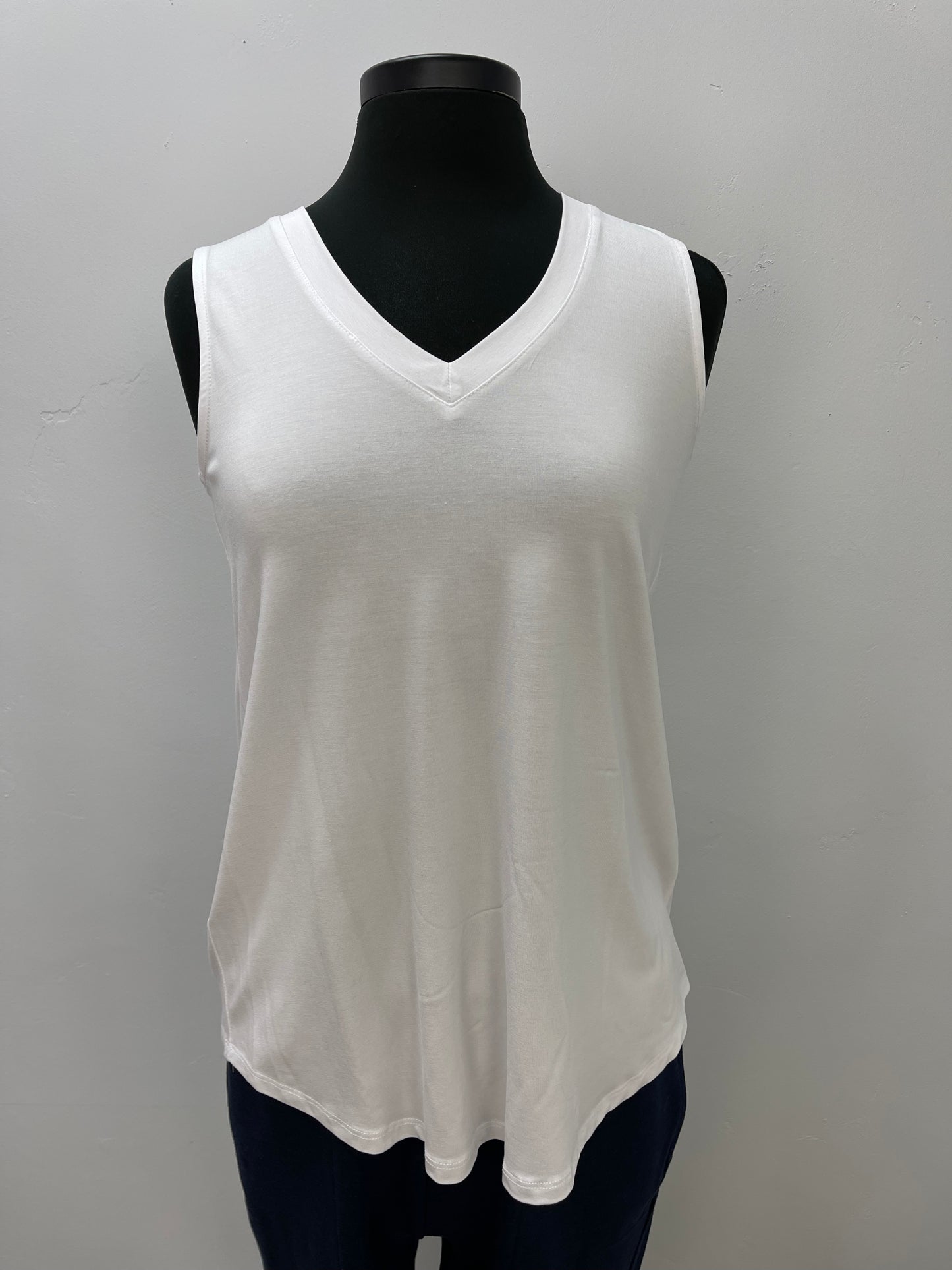 White Reversible Sleeveless V Neck Bamboo Tank