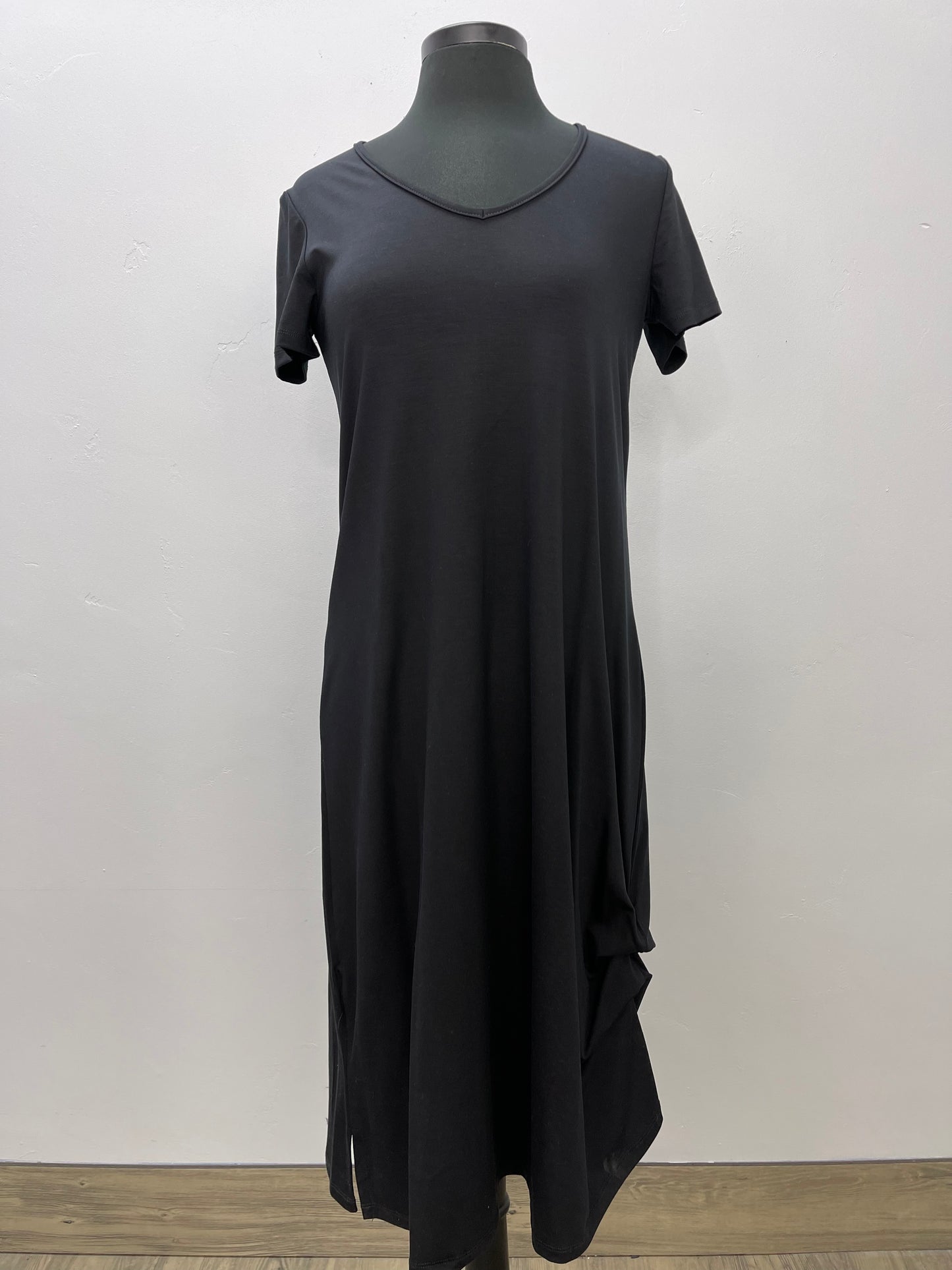 Black Short Sleeve Bamboo Dress