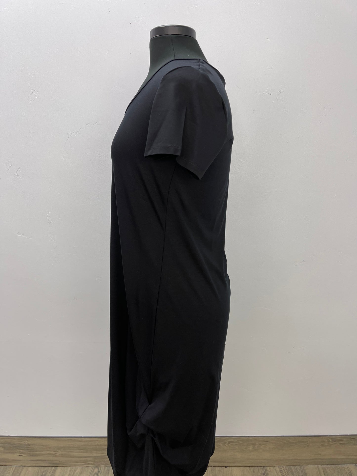 Black Short Sleeve Bamboo Dress
